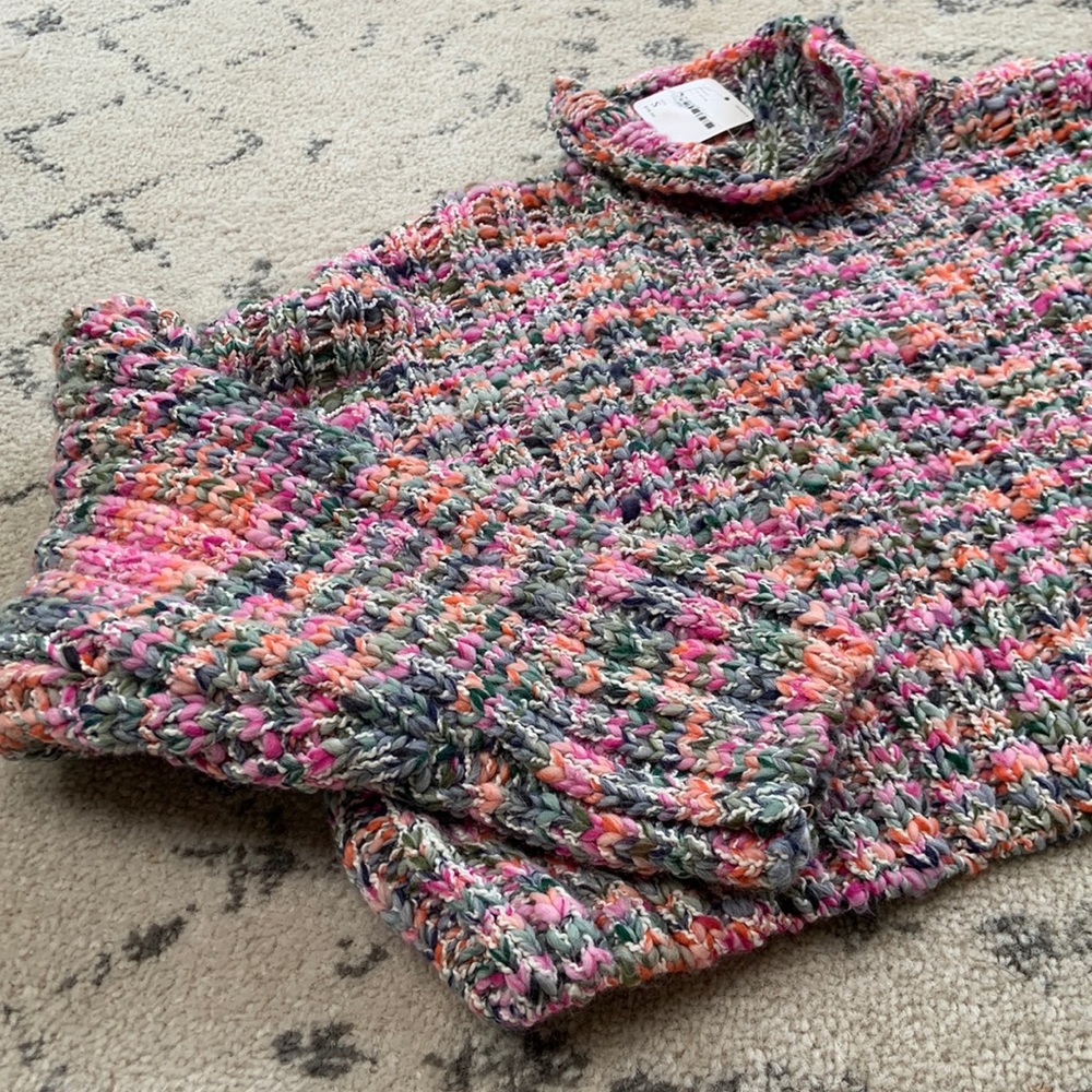 🌟FINAL SALE *NWT* FREE PEOPLE Multi-Colored Turtleneck Cropped Sweater